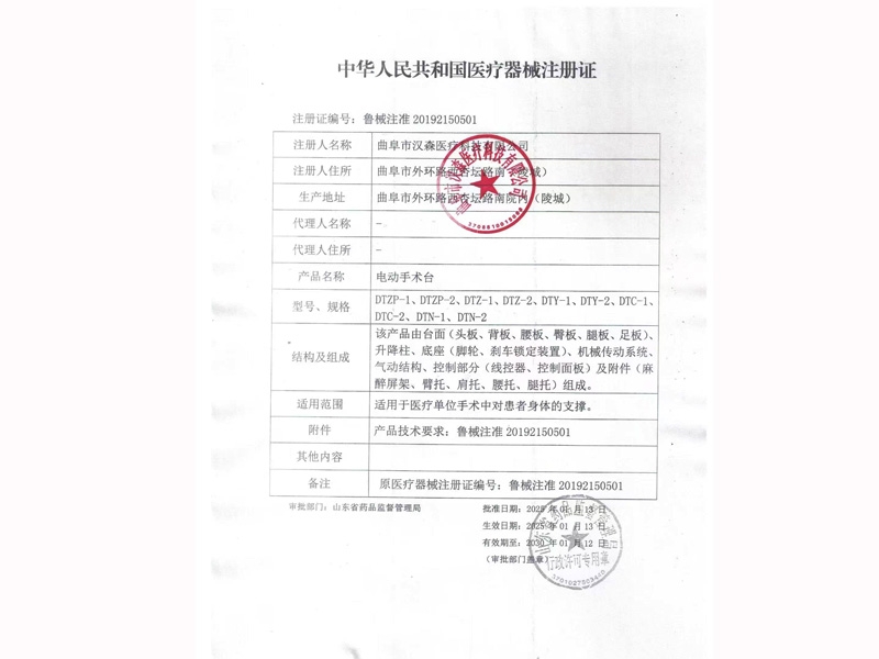 醫(yī)療器械注冊(cè)證